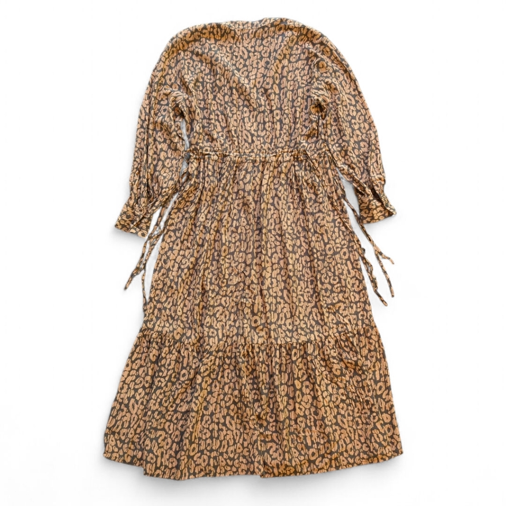 RAILS Maple Dress Batik Cheetah Leopard Print Tiered Boho Midi Button Front XXS‎ - Picture 3 of 15